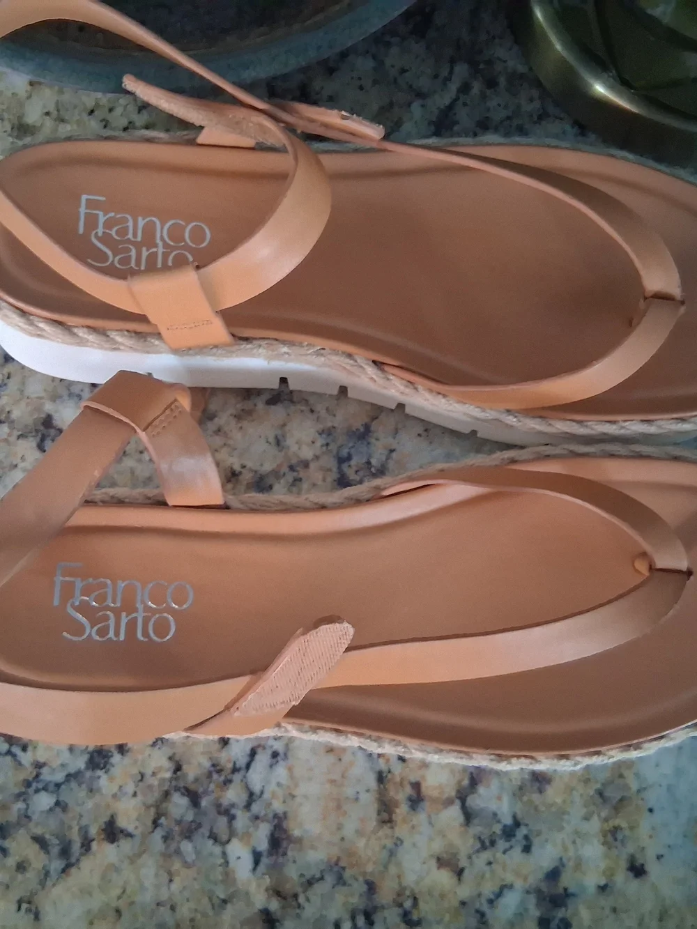 Franco Sarto Tan Strappy Platform Espadrille Sandals